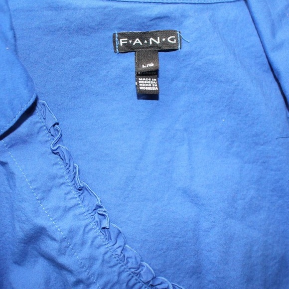 vintage 90s/2000s royal blue button up fang top - Picture 3 of 6